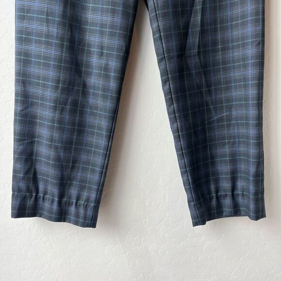 Tibi Trouser Pants Marvel Black Blue Plaid Taylor Straight Leg Ankle Pant Size 4 - Picture 4 of 11